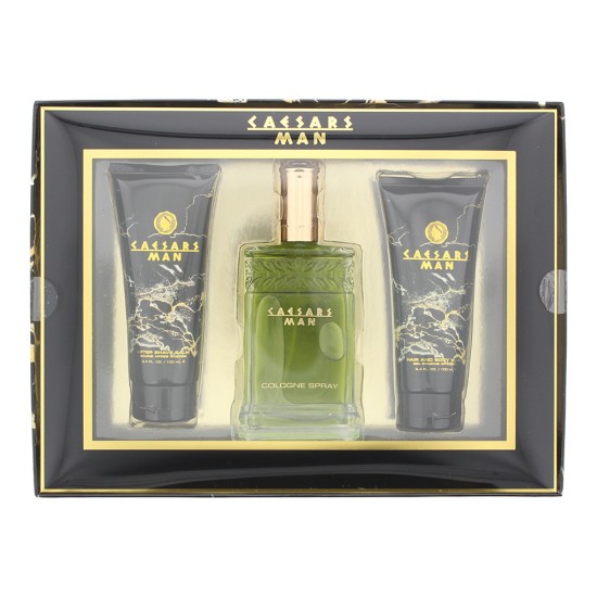 Caesars Man 3 Piece Gift Set: Cologne Spray 120ml - Hair & Body Wash 100ml - Aftershave Balm 100ml