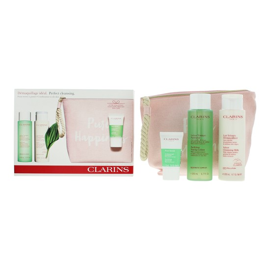 Clarins Perfect Cleansing Combination to Oily Skin 4 Piece Gift Set: Cleansing M